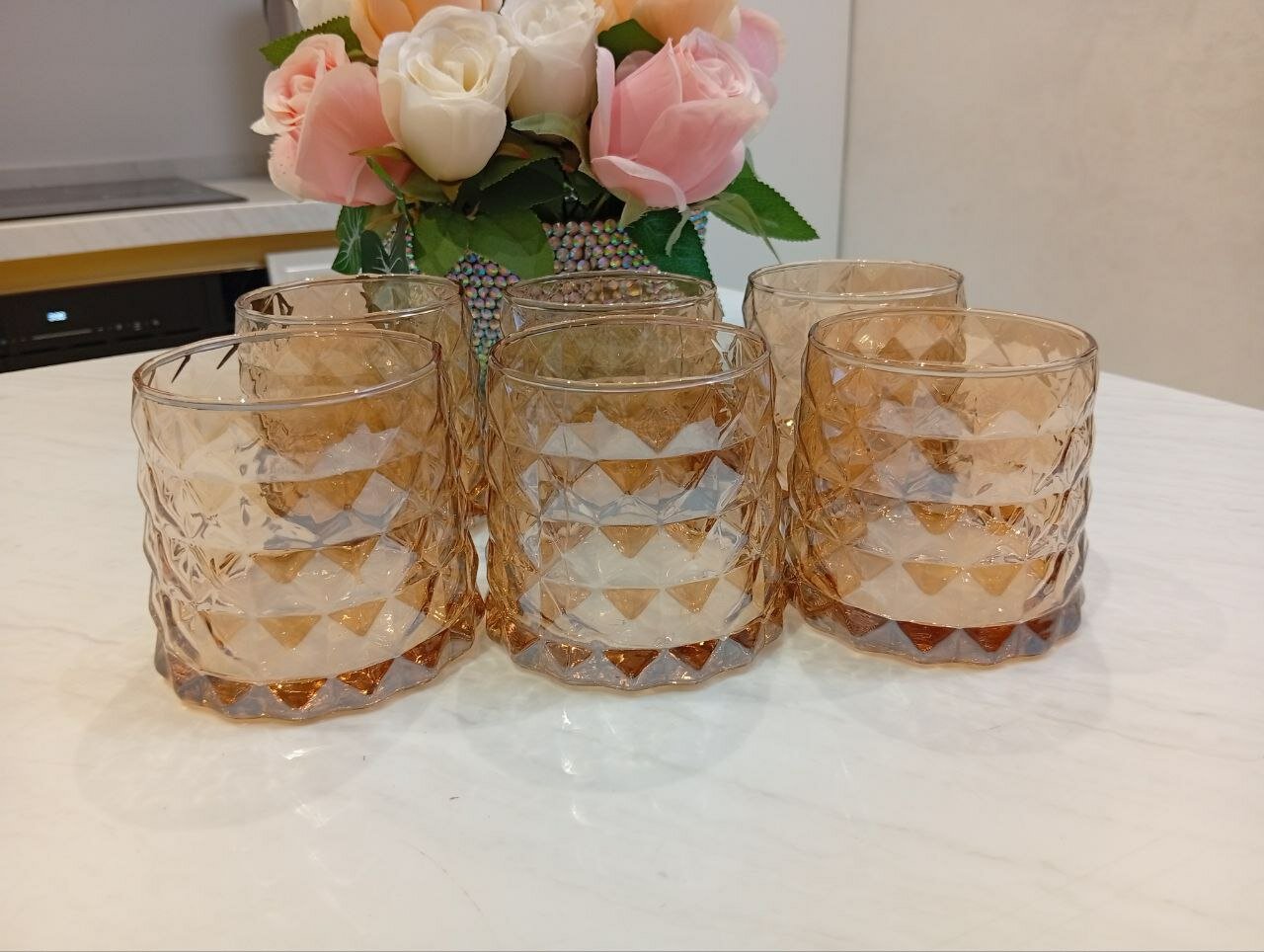 Набор стаканов "Геометрические узоры", хрусталь, 250 мл, 18 см, 6 шт