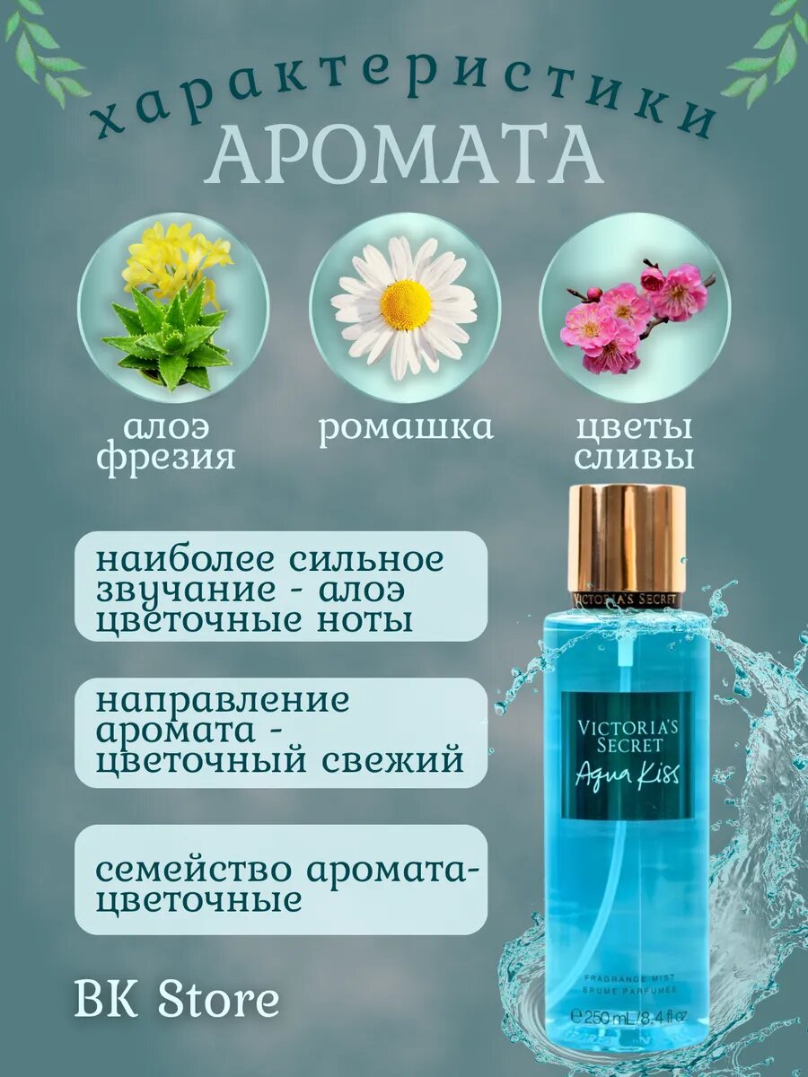 Ароматизированный спрей для тела вода victoria's Secret Spray Aqua Kiss Rush, Shimmer, 250 мл — фото 1