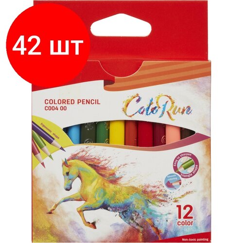 Deli Карандаши цветные короткие ColoRun 12 цветов (EC00400) разноцветный 42 шт.