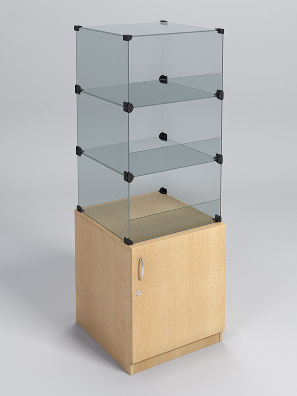 фото Прилавок "КУБ" №2-КО (без стеклянных дверок, передняя стенка - стекло), Бук Бавария 45 x 47 x 131.4 см (ДхШхВ)