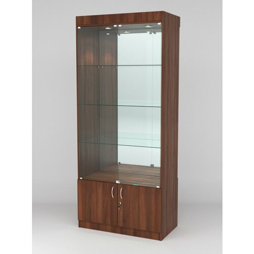 Витрина астра 3 с дверками задняя стенка - зеркало Орех 90 x 47 x 210 см 29512₽
