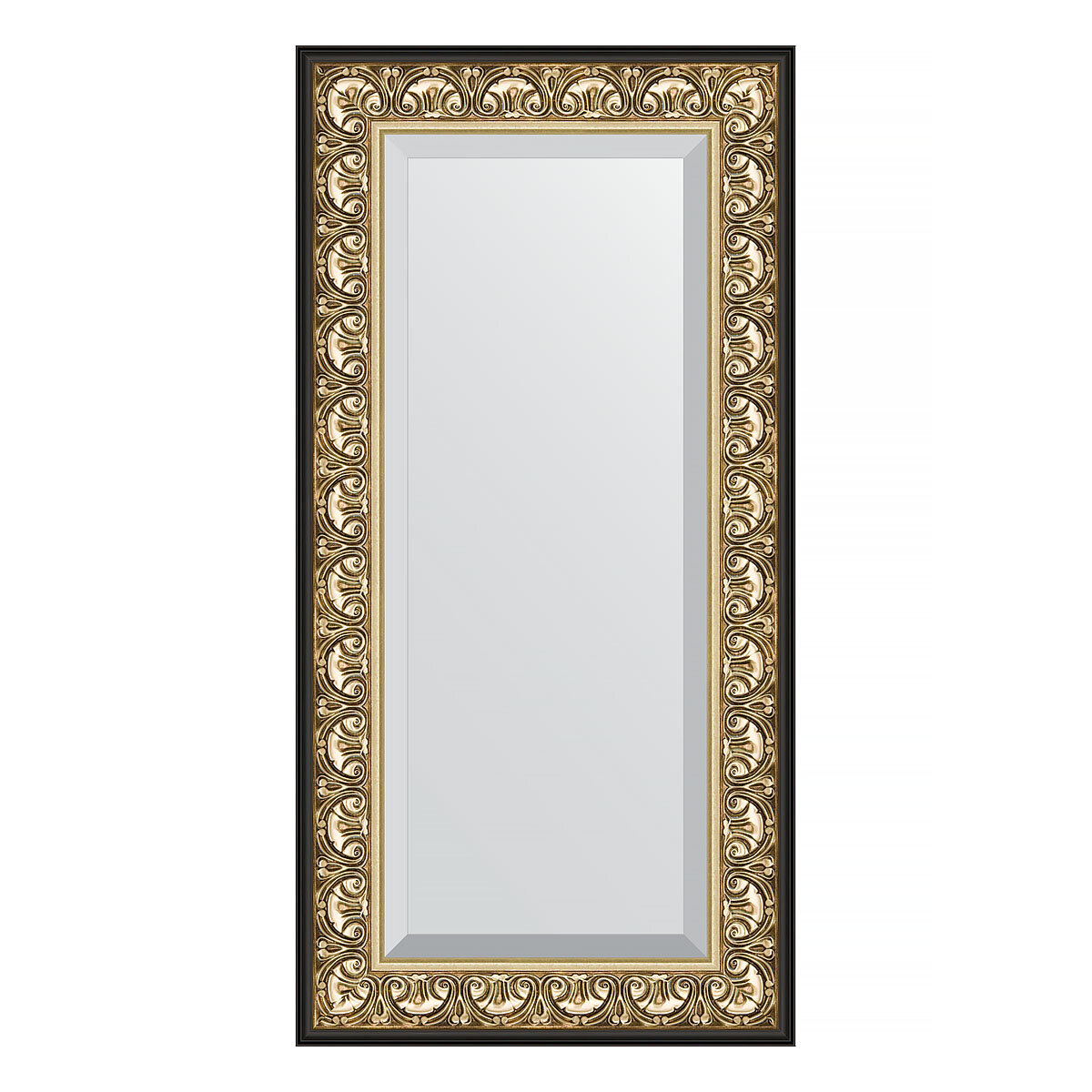 Evoform Зеркало настенное с фацетом EVOFORM в багетной раме барокко золото, 60х120 см, BY 1251