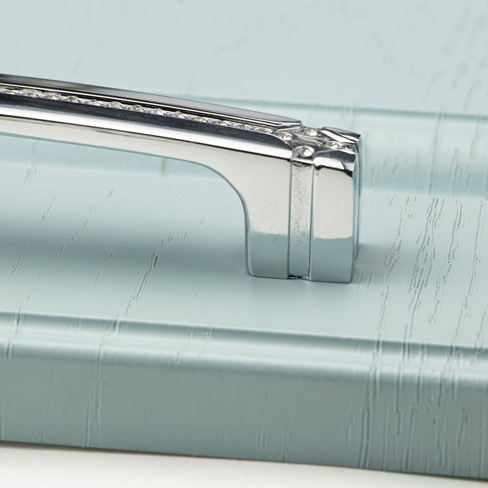 Ручка-скоба с кристаллами, CRL18-128 мм, хром - фотография № 8