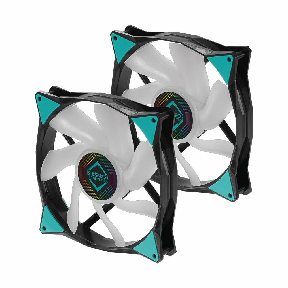 Вентилятор iceberg 140x140x25 IceGALE ARGB, PWM, BLACK, 500-1600rpm, 36dB(M), 0.23A, 2шт