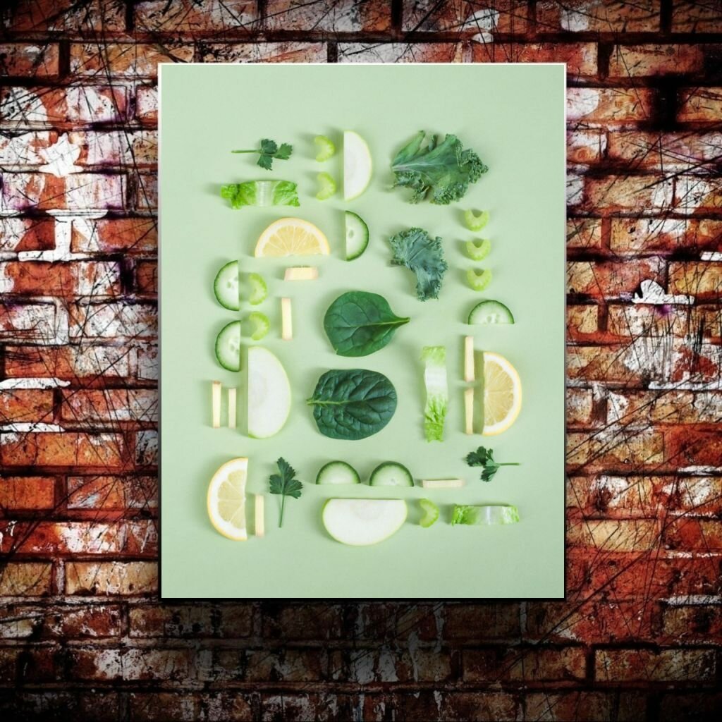 Постер "Разложенные фрукты и овощи" Cool Eshe из коллекции "Еда и кухня", плакат на стену А3