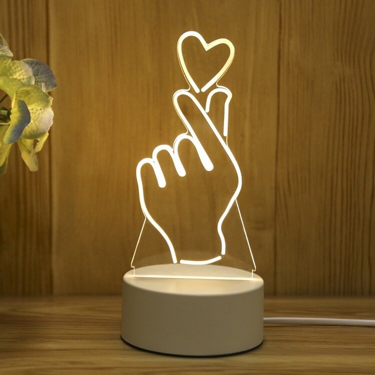 Ночник 3D светодиодный на подставке USB рука с сердцем - фотография № 9