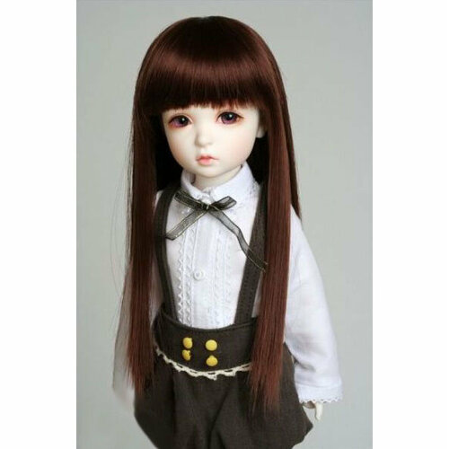 Iplehouse Wig IHW_SS006 (Длинный парик с прямыми волосами и челкой рыжий размер 15-18 см для кукол Иплхаус) парик карнавальный гладкий 30 см цвет рыжий с челкой