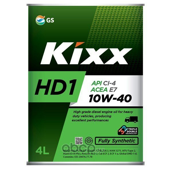 Масло моторное kixx hd1 10w-40 синтетическое 4 л l206144te1