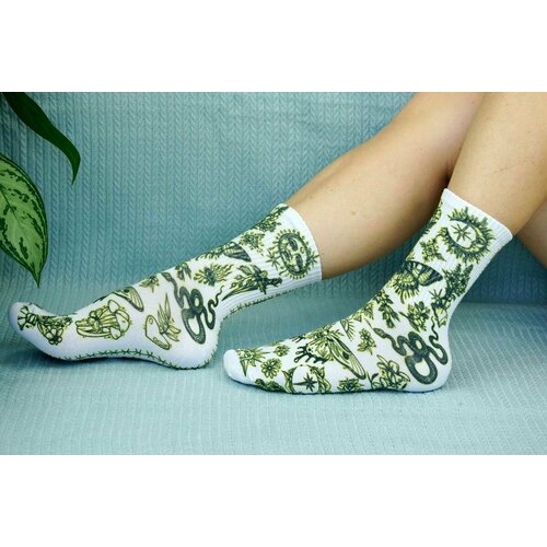 фото Носки cotton print, размер 41/45, зеленый хлопковые cotton print