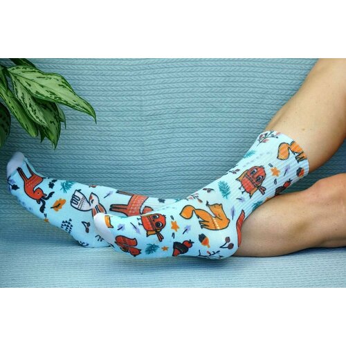 фото Носки cotton print, размер 41/45, белый, красный хлопковые cotton print