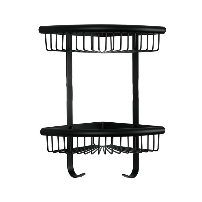 фото Полка 2-ярусная угловая с крючками Frap F352-16 черная