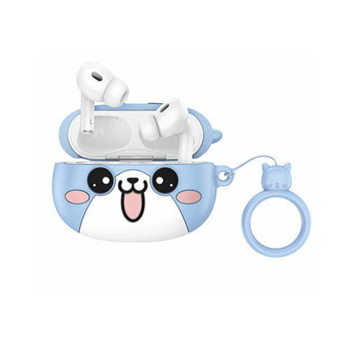 Беспроводные наушники в кейсе Котик от Hoco синим цветом 1782₽