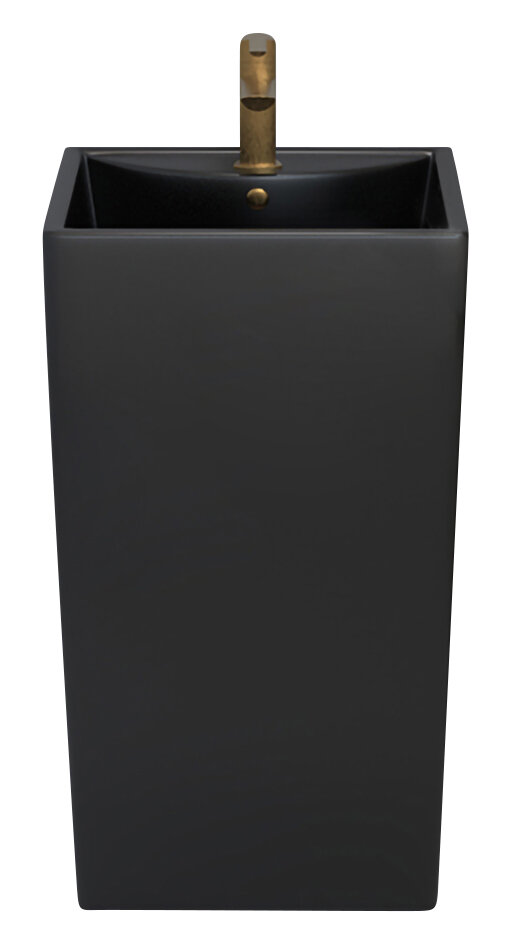 Раковина напольная прямоугольная Azario Comella 48 см AZ-314MB матовый черный, прямоугольная [+2_ZV16.2]