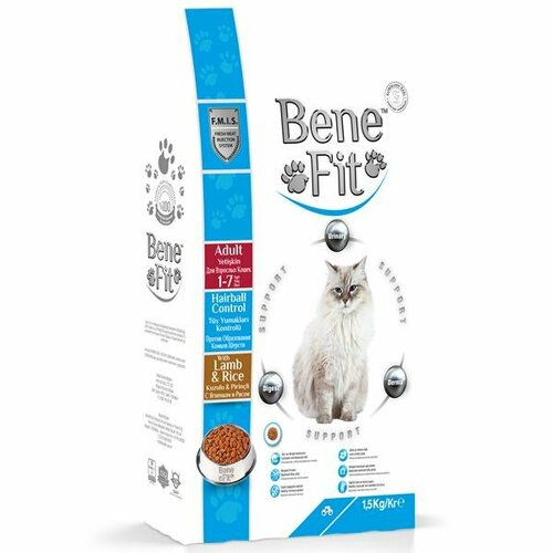 Benefit Adult Hairball Control Lamb&Rice Корм сухой для кошек ягненок с рисом 1,5кг