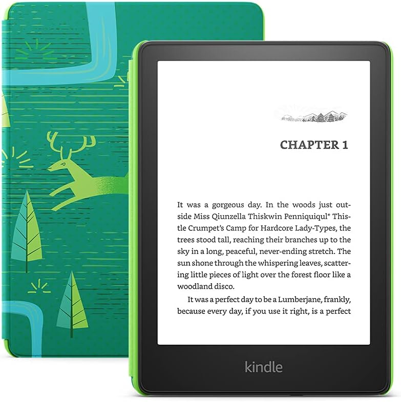 6,8" Электронная книга Amazon Kindle Paperwhite Kids 2021 8Gb + оригинальная обложка Emerald Forest