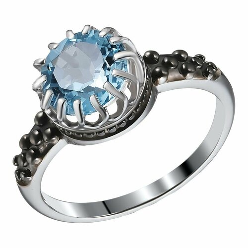 Перстень UVI Ювелирочка, серебро, 925 проба, родирование, топаз, серебряный, голубой