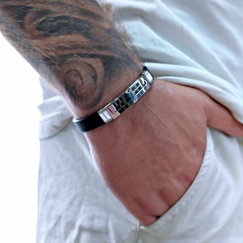 фото Браслет, металл, размер 20 см, черный, серебряный нет бренда