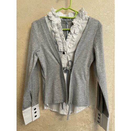 Джемпер , размер 128, серый, белый