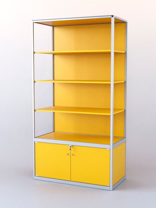 фото Витрина-стеллаж из ал. профиля №2 (метровая), Солнечный Свет 0134 BS 100 x 50 x 200 см (ДхШхВ)