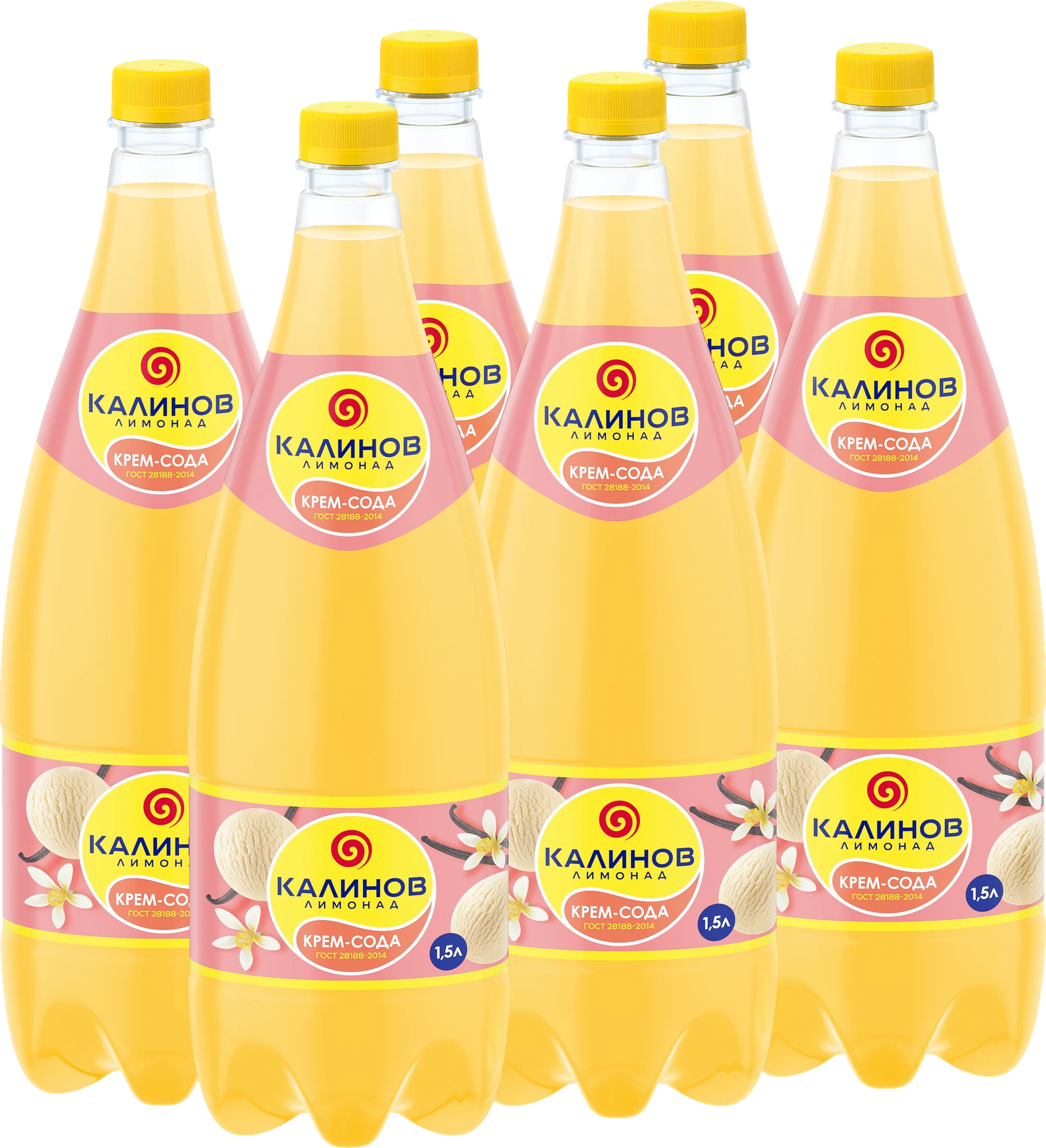 Лимонад Калинов Крем-Сода 1.5 л ПЭТ упаковка 6 штук - фотография № 1