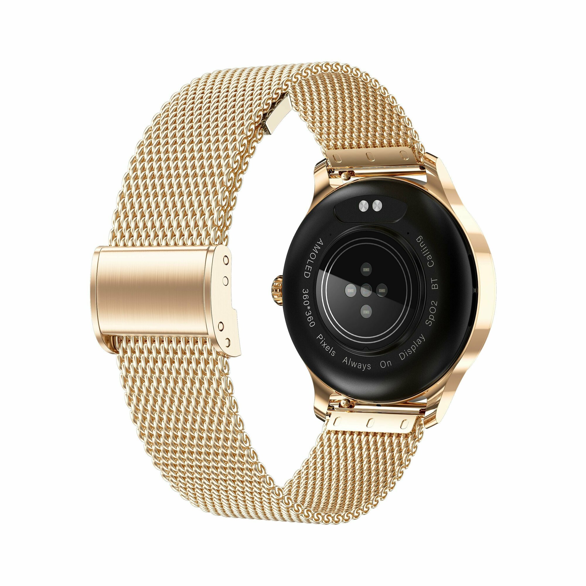 Смарт часы женские Tiroki LW105 с Bluetooth звонком, золотой металлический ремешок — фото 9