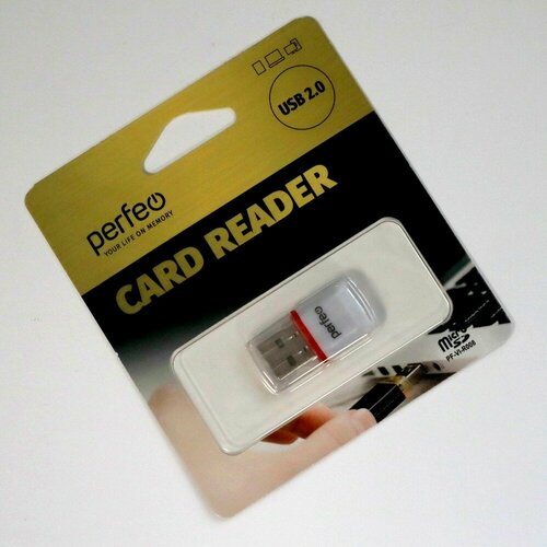 Картридер Perfeo Card Reader Micro SD, (PF-VI-R008), белый картридер ридер 6 в 1 otg usb micro sd type c micro usb t card reader адаптер переходник универсальный белый