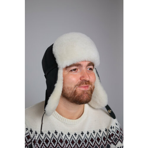 фото Шапка ушанка венец, размер 57-59, бежевый