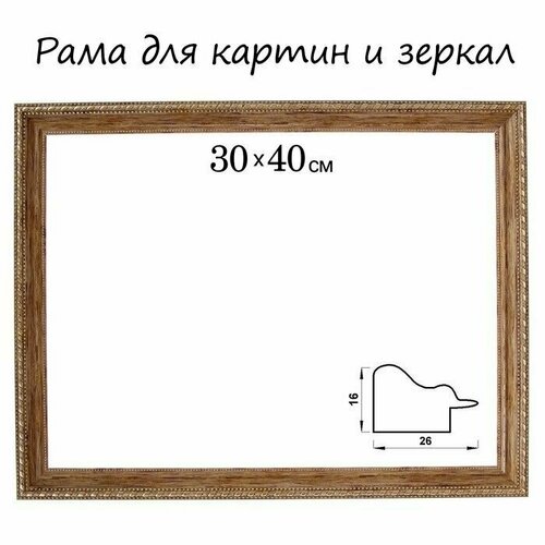 Рама для картин зеркал 30 х 40 х 26 см пластиковая дерево с золотом 648₽