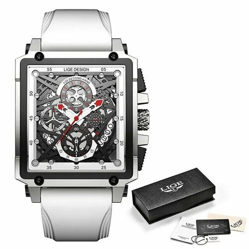 Наручные часы LIGE 006, белый, серебряный
