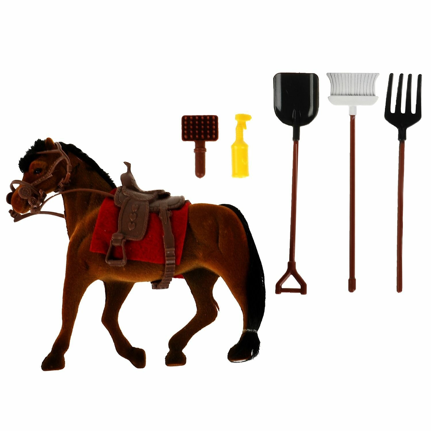 Аксессуары для кукол карапуз Флокированная лошадь с аксессуарами для Софии 29 см KM3211-HB-S 337094