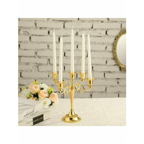 Подсвечник металлический для 5 свечей канделябр