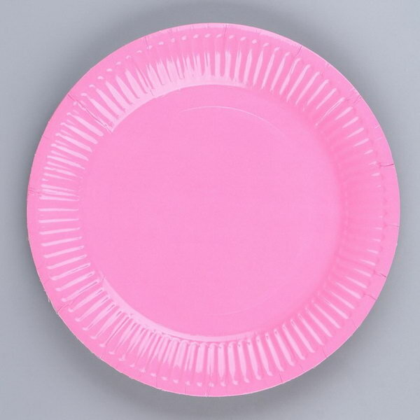Тарелка бумажная, однотонная, 18 см, в наборе 10 шт, цвет розовый - фотография № 1