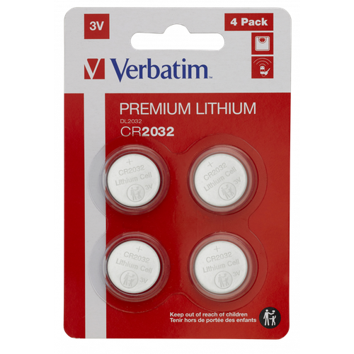 Батарейки Verbatim CR2032 Premium Lithium , 3V, 4шт