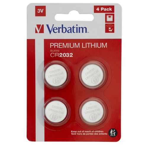 Батарейки Verbatim CR2032 Premium Lithium 3V 4шт 391₽
