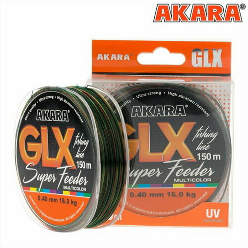 фото Леска glx super feeder, диаметр 0.25 мм, тест 6.35 кг, 150 м, цвет мультиколор akara