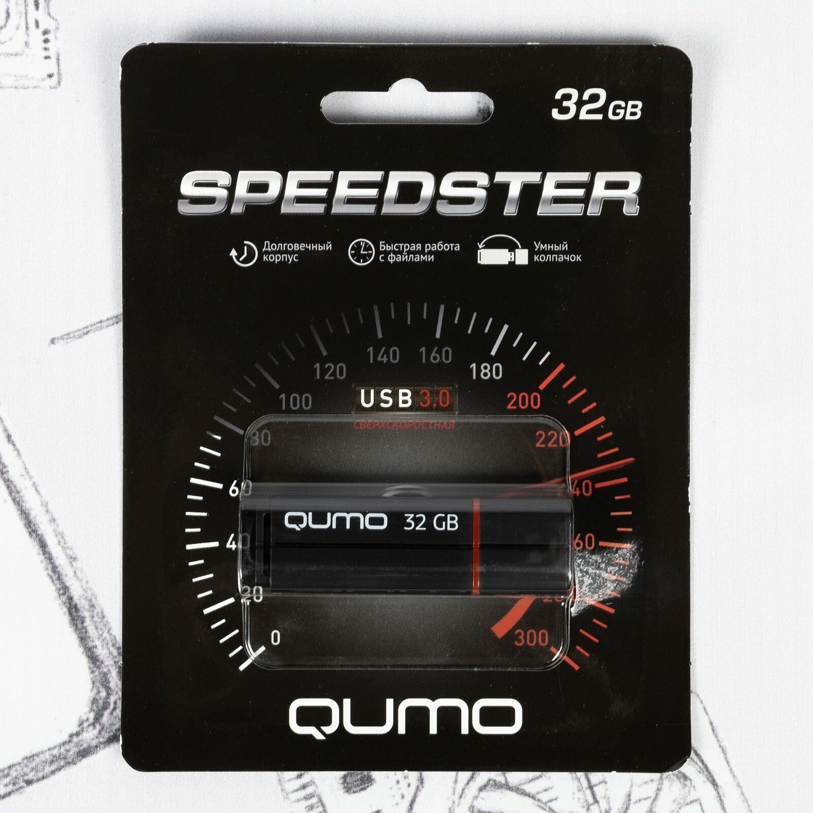 флешка 32ГБ Qumo Speedster, USB 3.0, QM32GUD3-SP-black, flash usb, черная - фото №12