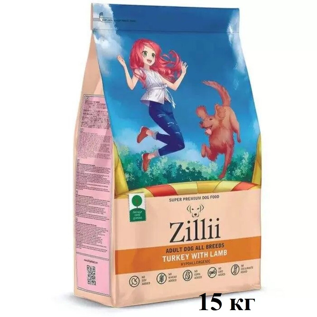 Zillii Adult корм сухой для взрослых собак Индейка с Ягнёнком 15кг