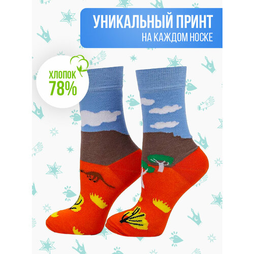 Носки Big Bang Socks, размер 35/39, голубой, оранжевый