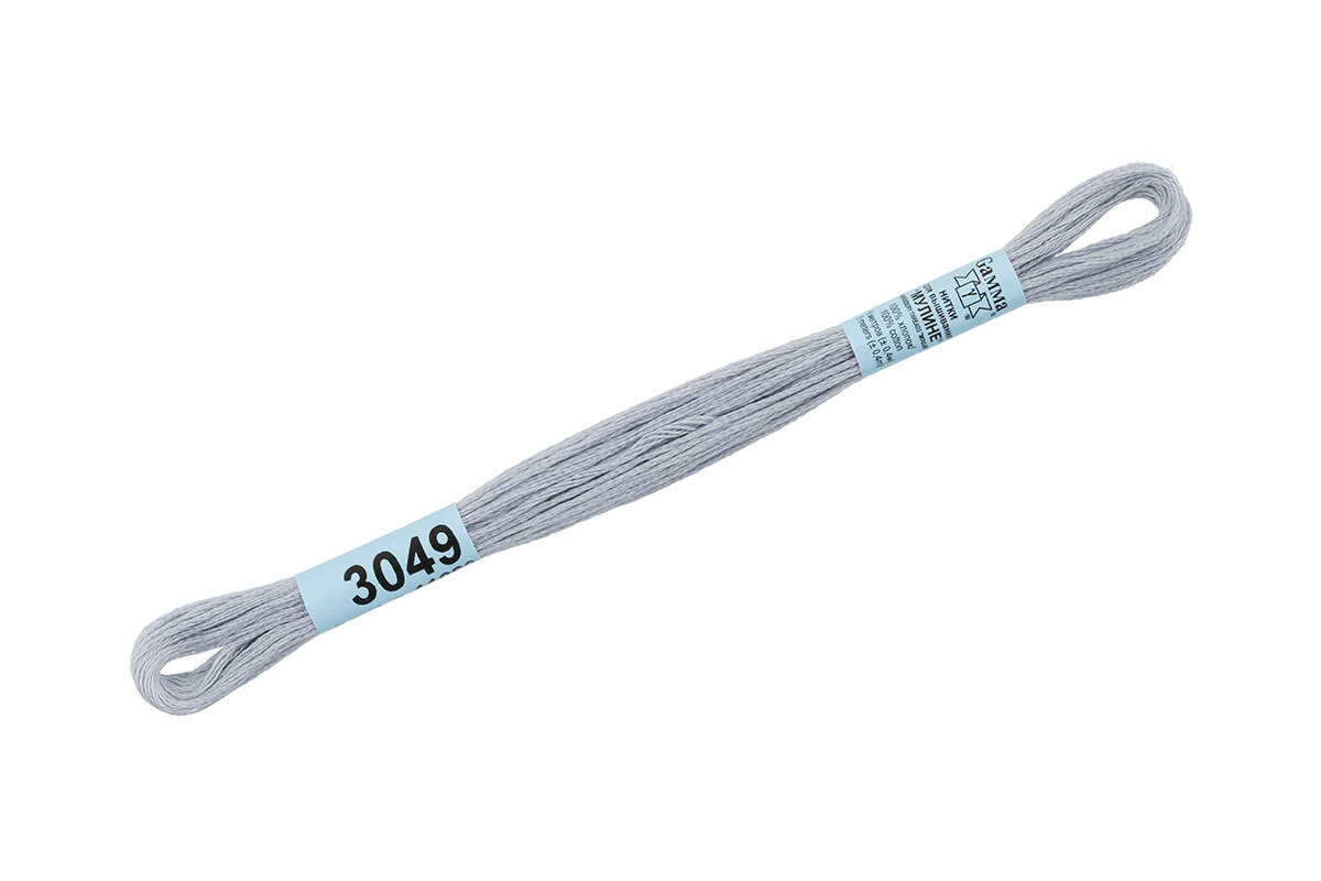 Мулине GAMMA нитки для вышивания 8м. 3049 серо-голубой, 1 штука.