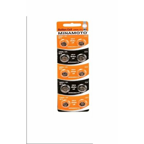 MINAMOTO Батарейки AG6 LR920/10BL, 10 штук в блистере 10pcs 1pack alkaline battery ag6 1 55v button coin cell 371 sr920sw lr920 sr927 171 370 l921 lr69 sr920 watch batteries 270b