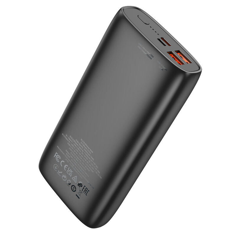 Универсальный Доп. Аккумулятор 20000mAh, J122A, HOCO, выход: 2 USB (22.5W)+1 PD (20W), черный