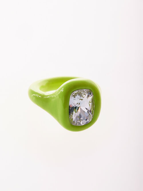 Кольцо Кольцо желто-зеленое с кристаллом Сваровски Otevgeni, кристаллы Swarovski, размер 20.5, зеленый, желтый