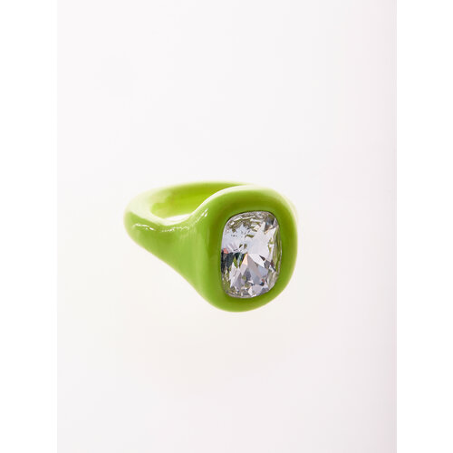 фото Кольцо кольцо желто-зеленое с кристаллом сваровски otevgeni, кристаллы swarovski, размер 18.5, зеленый, желтый