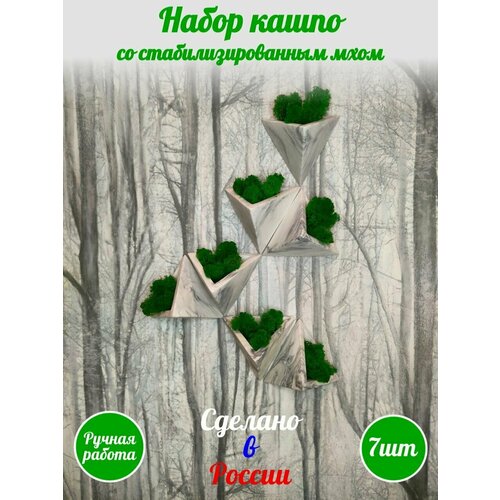 Декор для дома на стену, изделия из гипса со стабилизированным мхом, 7 штук, под мрамор