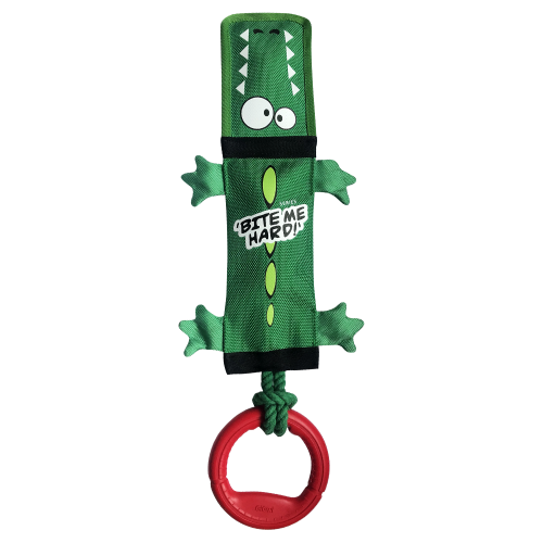 Игрушка для собак GiGwi Крокодил с пищалкой, веревкой и резиновым кольцом