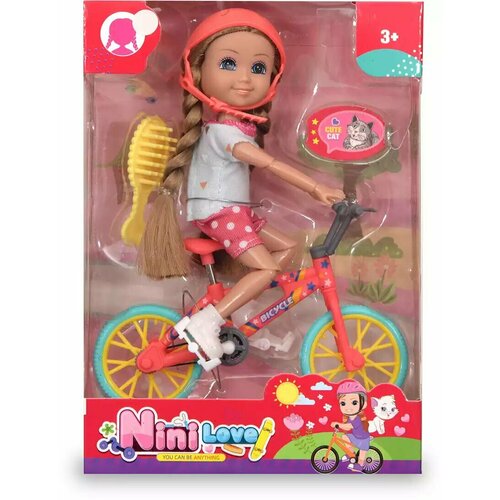 Кукла 55836-3 на велосипеде с аксессуарами