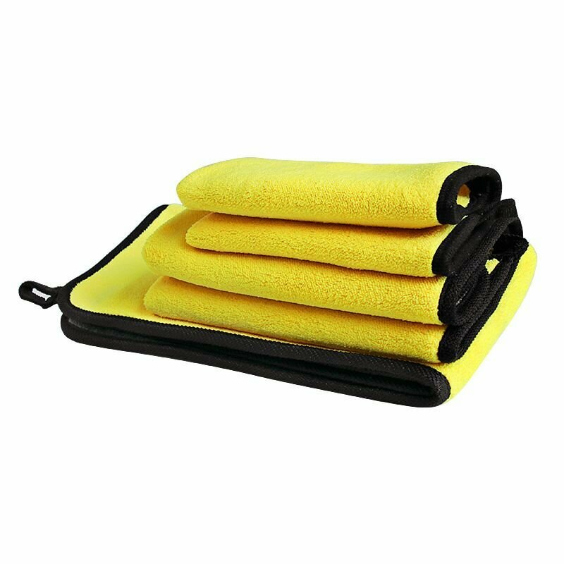 Микрофибра для авто 5шт комплект полотенце из микрофибры для сушки и полировки машины желто-чёрная двухсторонняя комплект из 5шт
