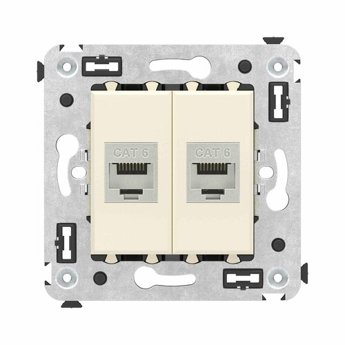 DKC Avanti Компьютерная розетка RJ-45 без шторки в стену, кат.6 двойная экранированная, Ванильная дымка, DKC, арт.4405794 розетка компьютерная dkc 4402394 rj 45 в стену кат 6 двойнаяэкранированная черный квадрат avanti