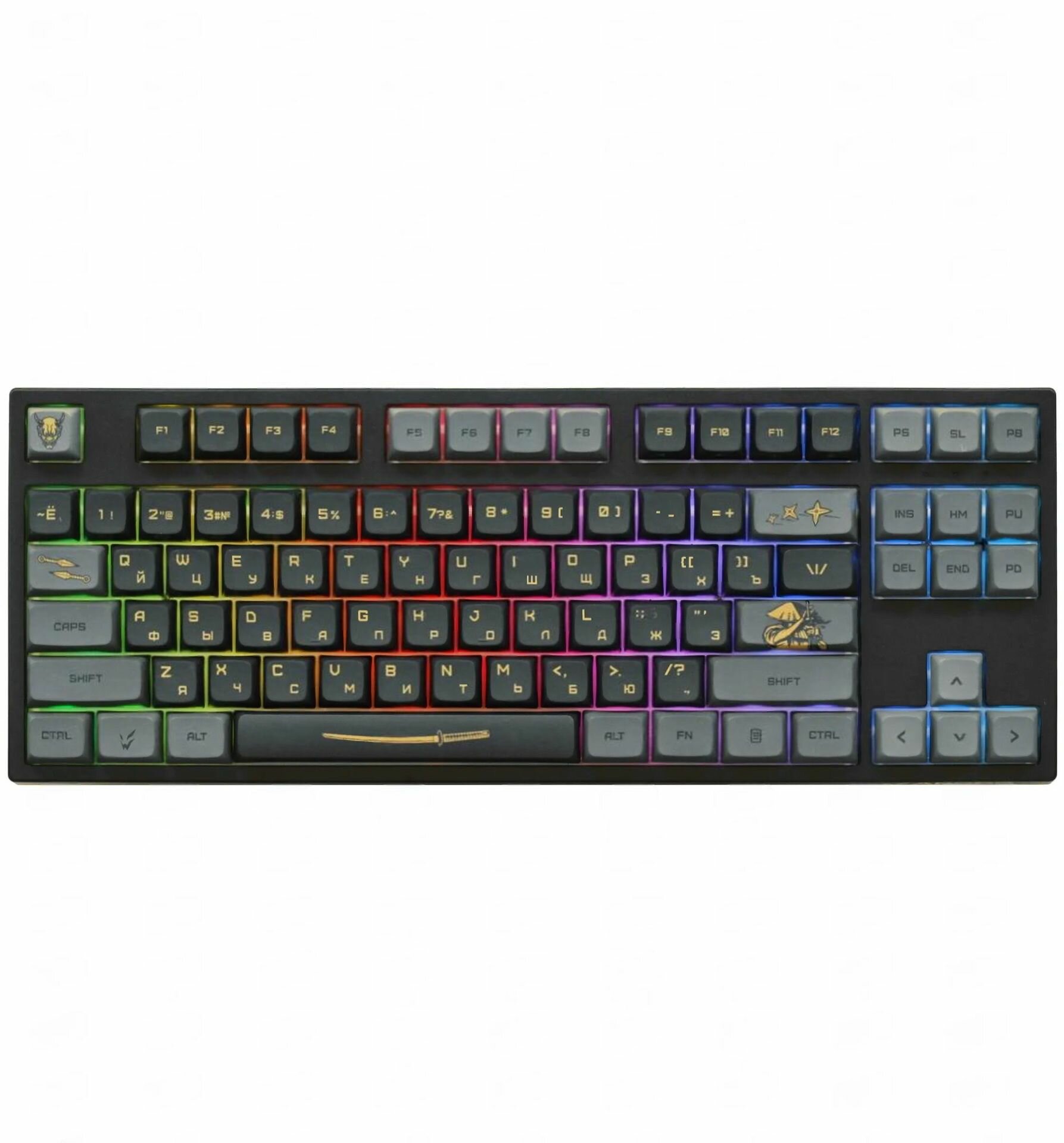 Игровая клавиатура для компьютера беспроводная / проводная механическая Gateron Mint, клавиш - 87, Bluetooth, USB, радиоканал, черная, ARDOR GAMING Wakizashi, 1 шт.