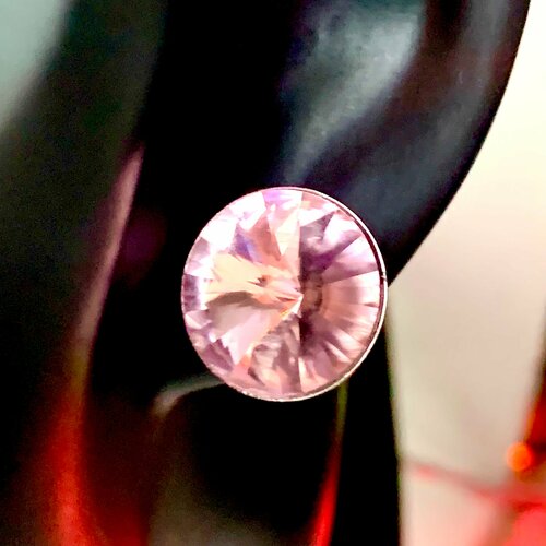 фото Серьги пусеты , кристаллы swarovski, размер/диаметр 14 мм., розовый my lollipop